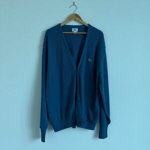 Vintage Lacoste Blue Sweater Cardigan Size XL